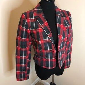 Black, Red and White Checkered Blazer